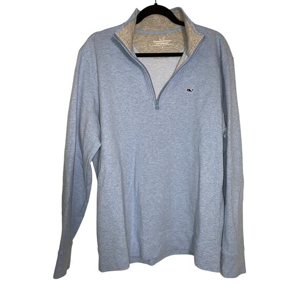 Vineyard Vines Men 1/4 Zip Pullover Sweater Long Sleeve Cotton Light Blue Large - Picture 1 of 5